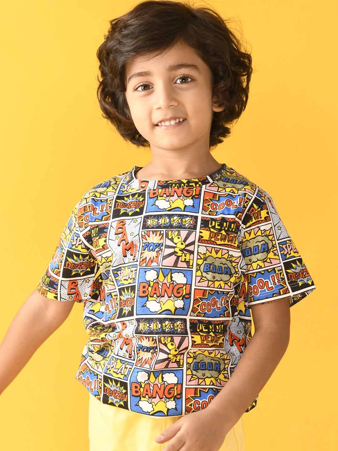

Anthrilo Boys Multicoloured Printed Cotton T-shirt, Multi