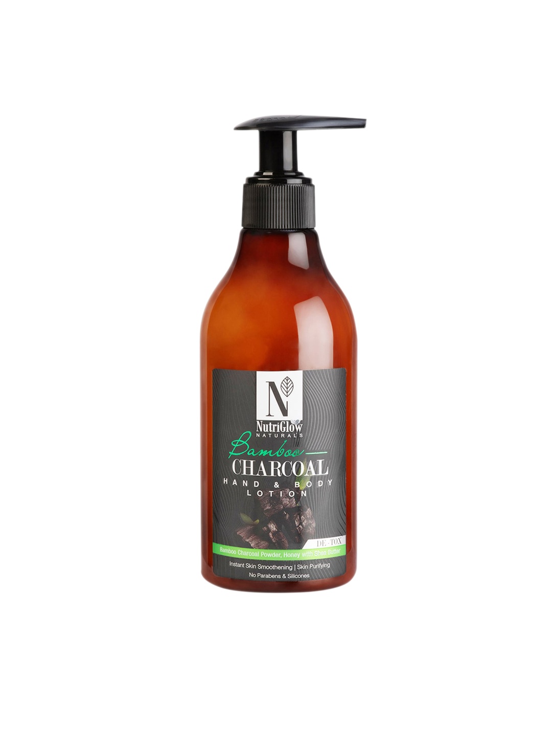 

NutriGlow Naturals Bamboo Charcoal Hand & Body Lotion with Honey & Shea Butter - 150ml, Brown