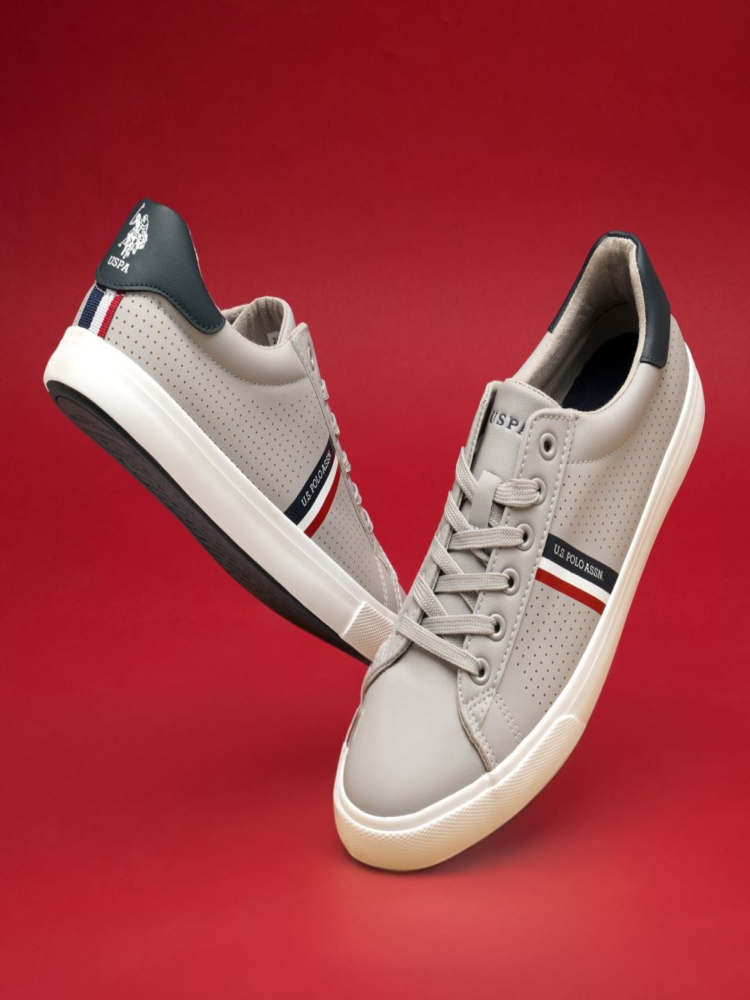 

U S Polo Assn Men Grey PU Sneakers
