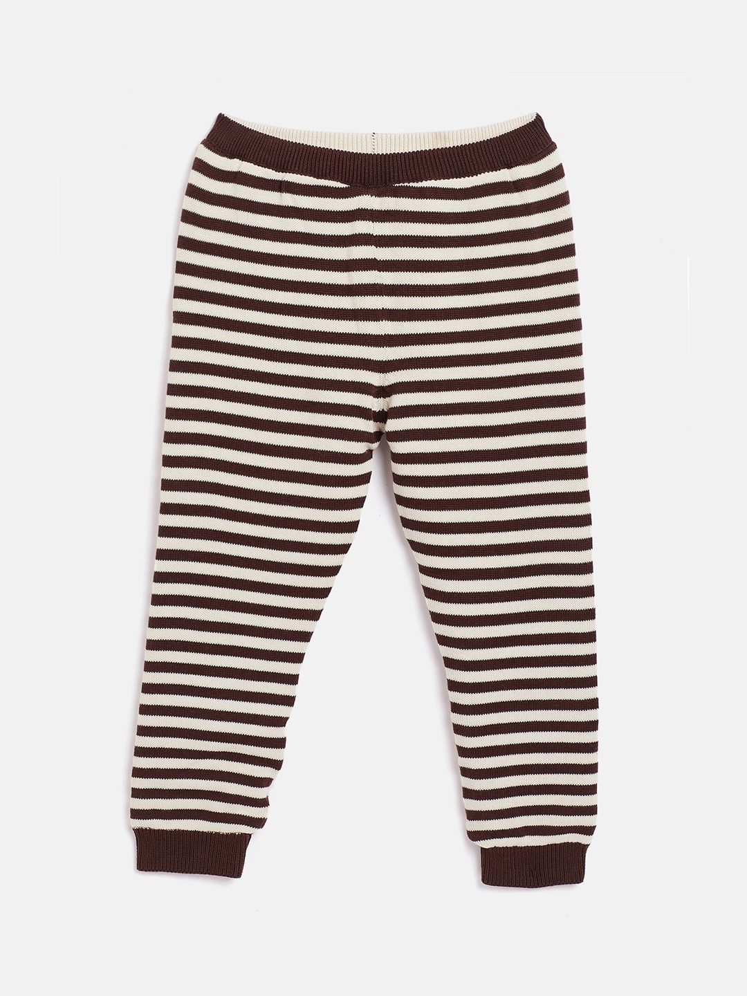 

JWAAQ Kids Black & White Striped Winter Pure Cotton Lounge Pants With Fur Lining