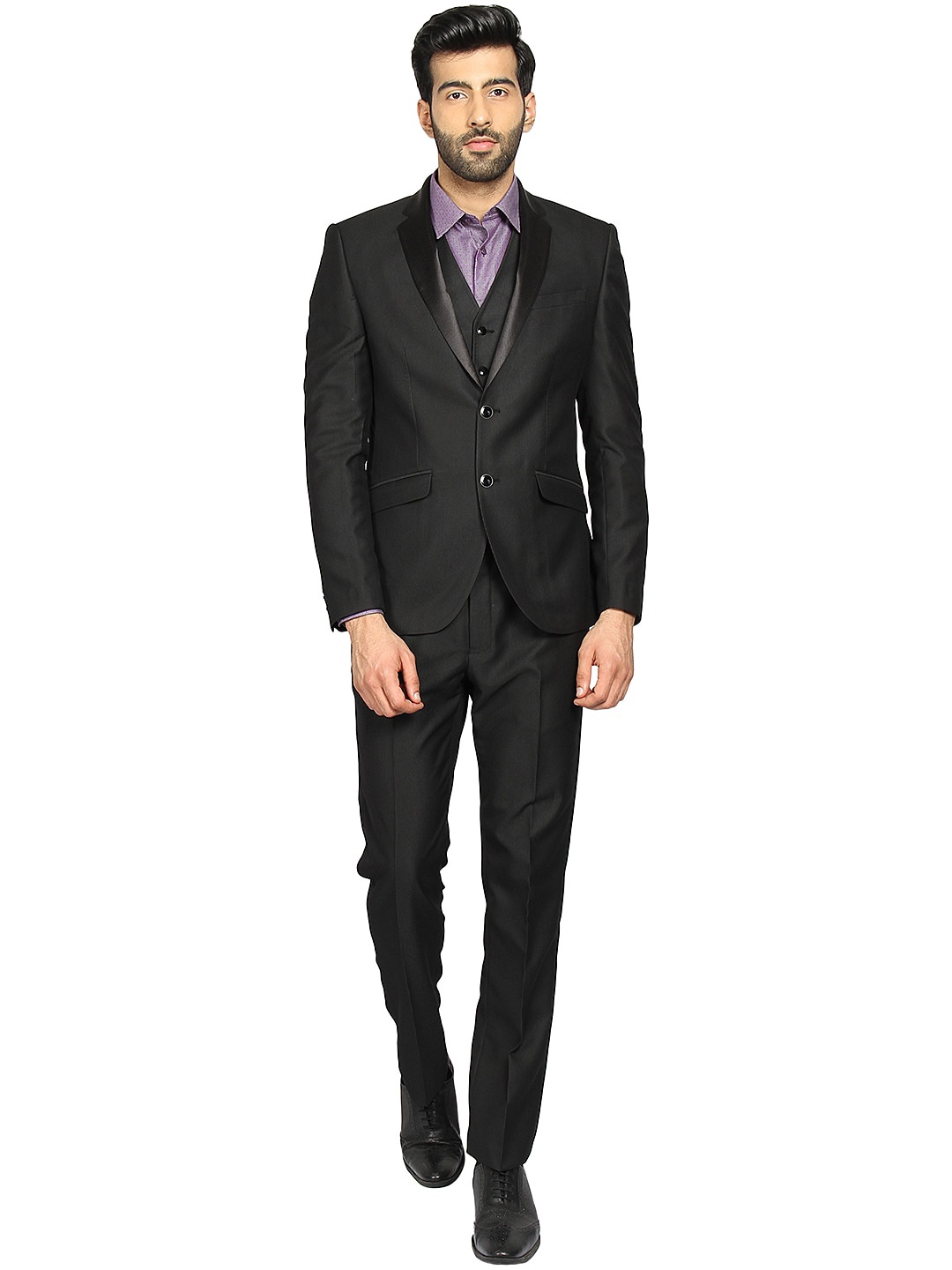 

Blackberrys Men Black Single-Breasted Slim-Fit 3-Piece Formal Suit