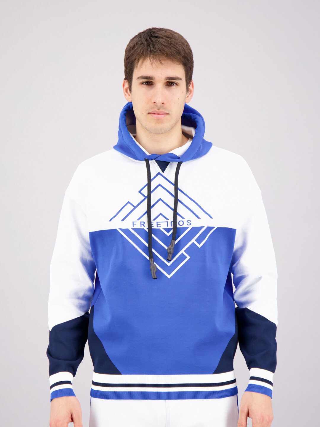 

FREESOUL Men Blue Printed Hooded Sweatshirt