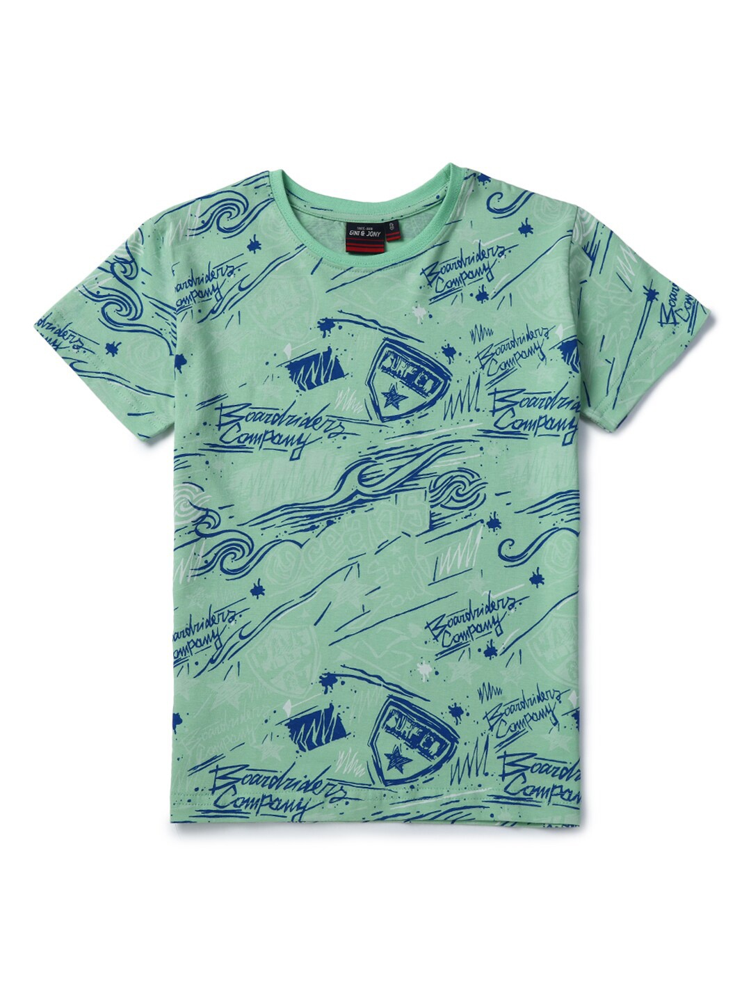 

Gini and Jony Boys Green Printed T-shirt