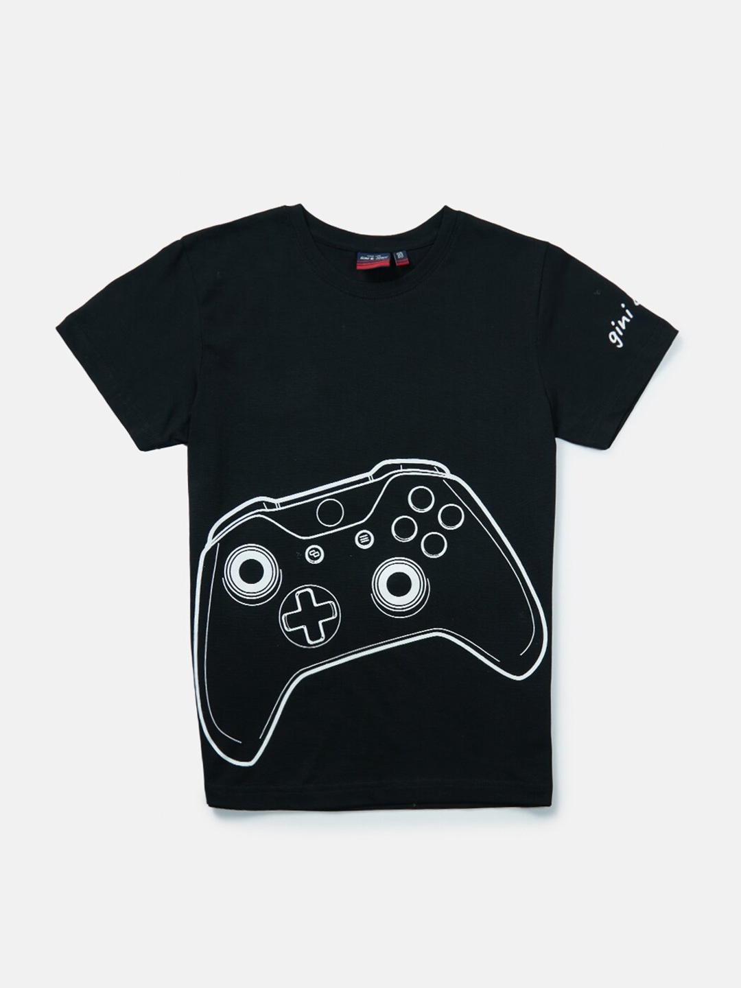 

Gini and Jony Boys Black Graphic Printed Cotton T-shirt