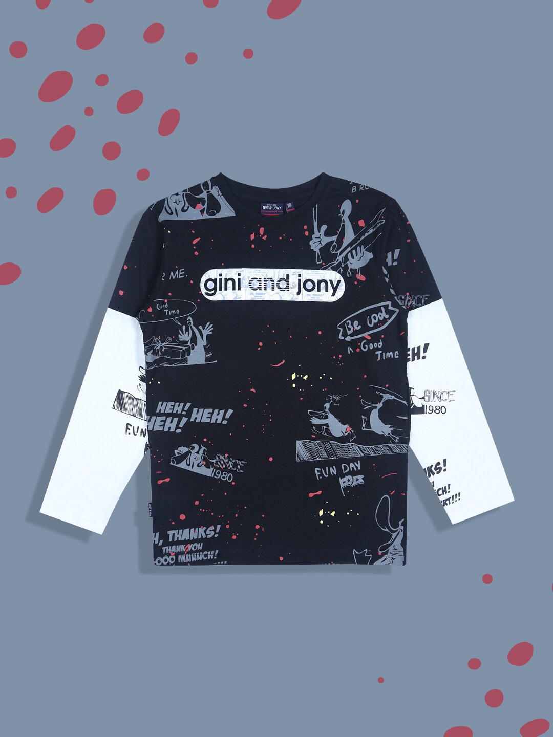 

Gini and Jony Boys Black & Blue Printed T-shirt