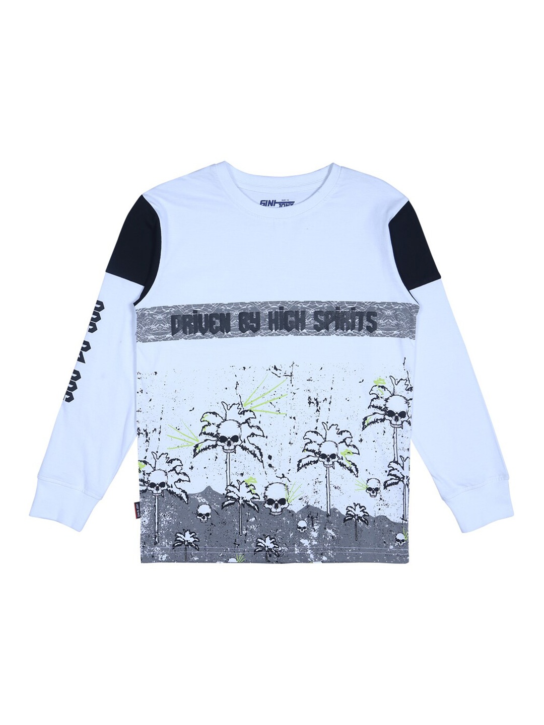 

Gini and Jony Boys White Printed T-shirt