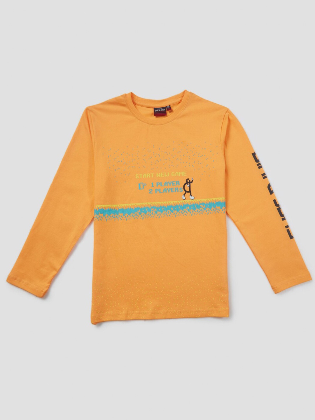

Gini and Jony Boys Yellow Typography Printed Cotton T-shirt