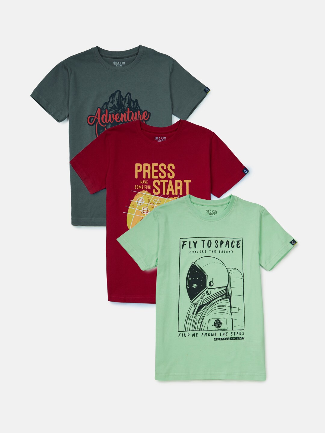 

Gini and Jony Boys Multicoloured Pack Of 3 Printed T-shirts, Multi