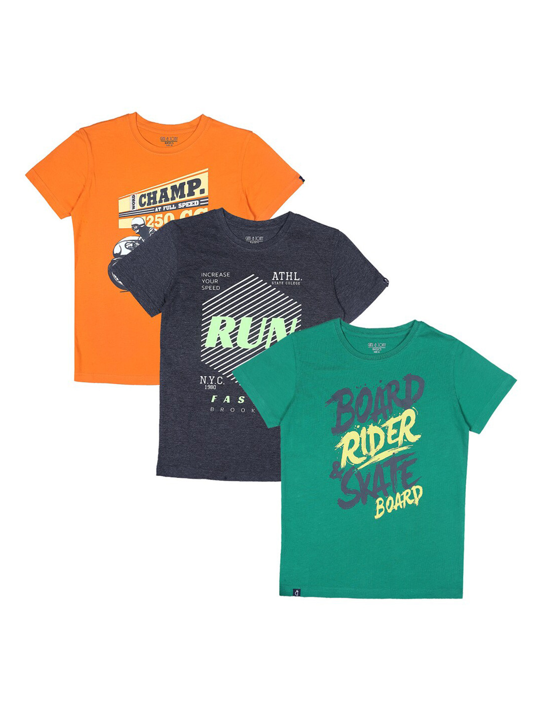 

Gini and Jony Boys Mustard Yellow & Charcoal Typography 3 Printed T-shirt