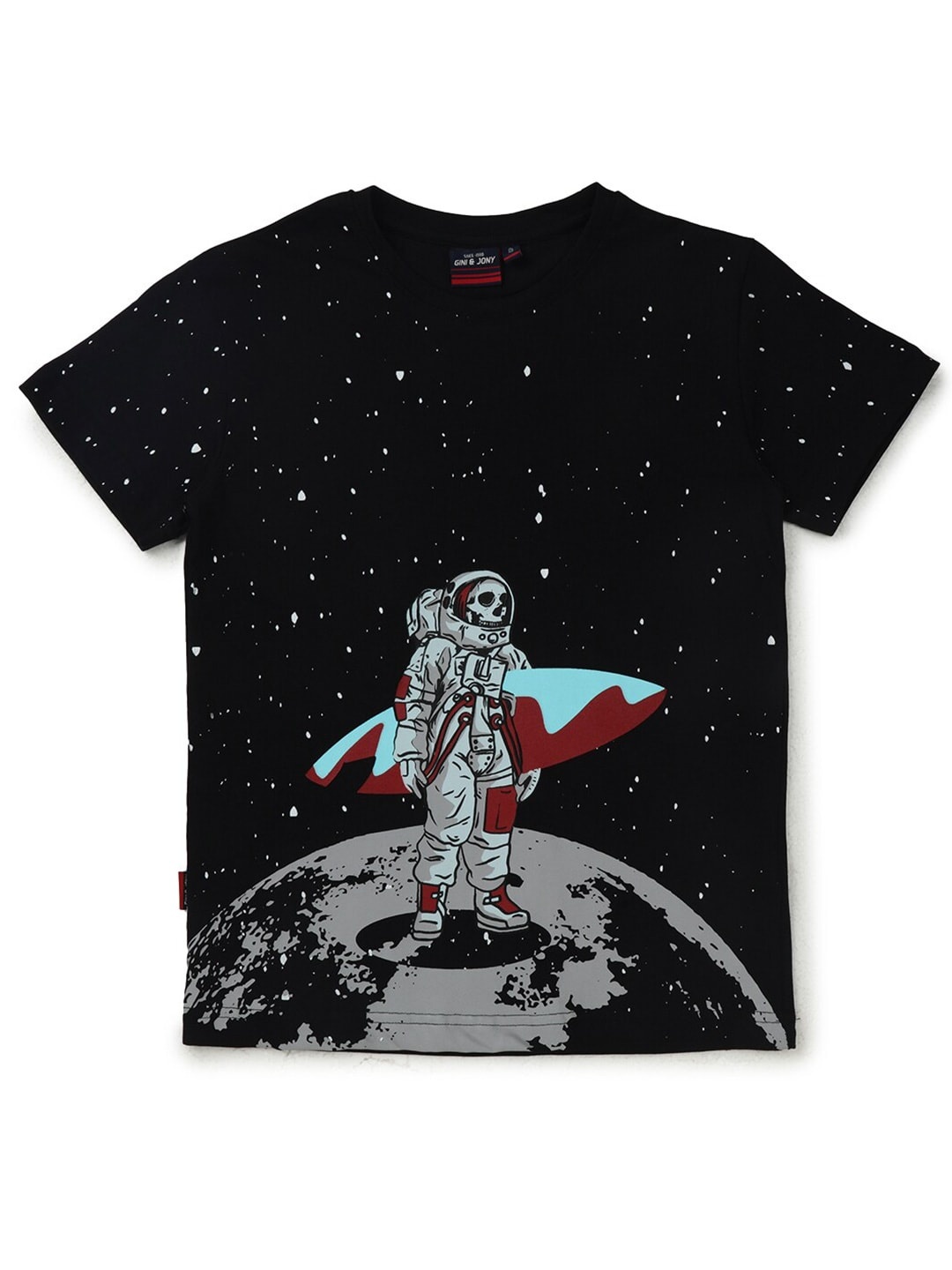 

Gini and Jony Boys Black Printed T-shirt