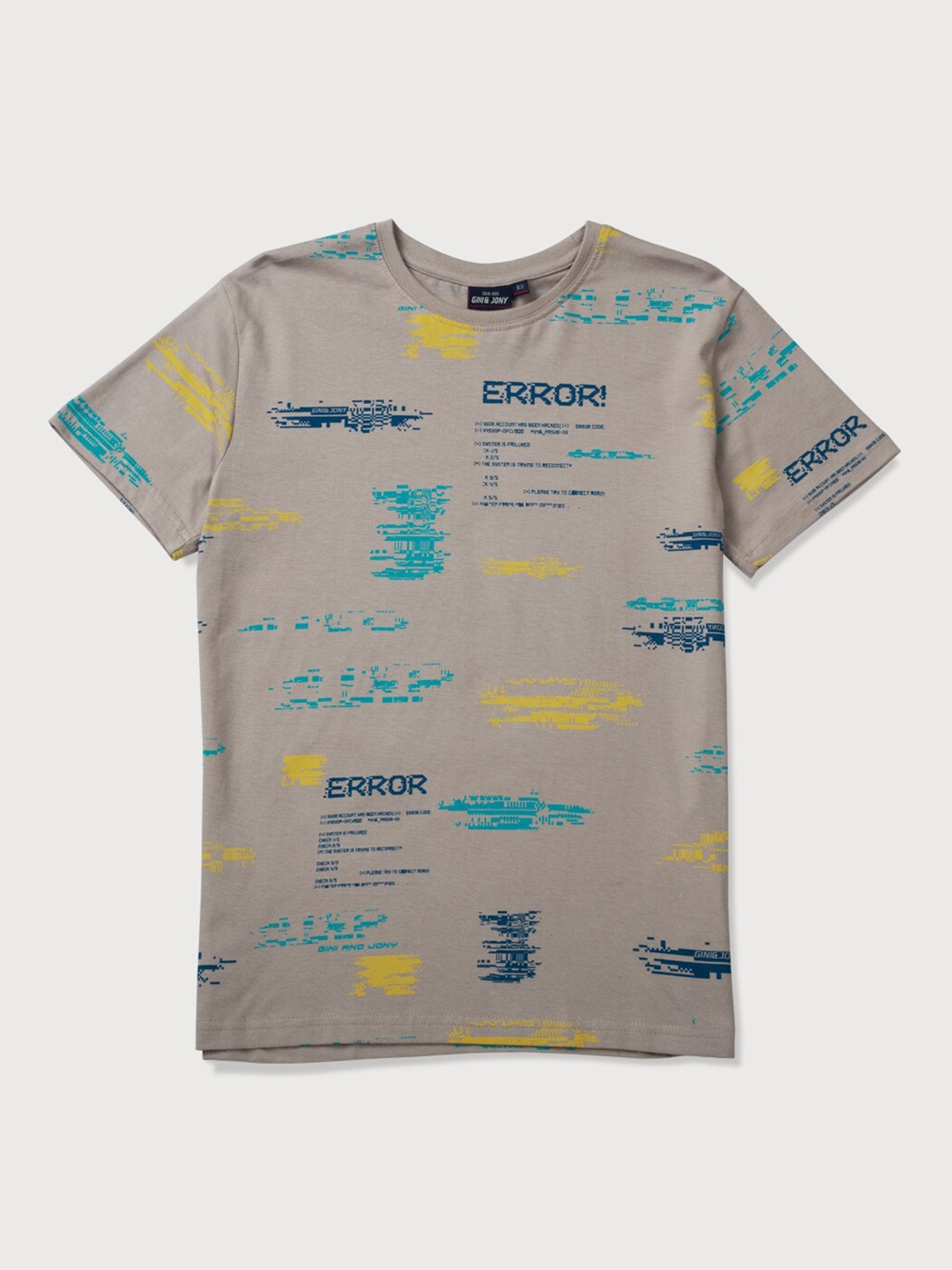 

Gini and Jony Boys Grey Typography Printed T-shirt