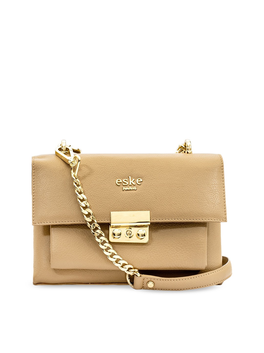 

Eske Beige Leather Structured Sling Bag