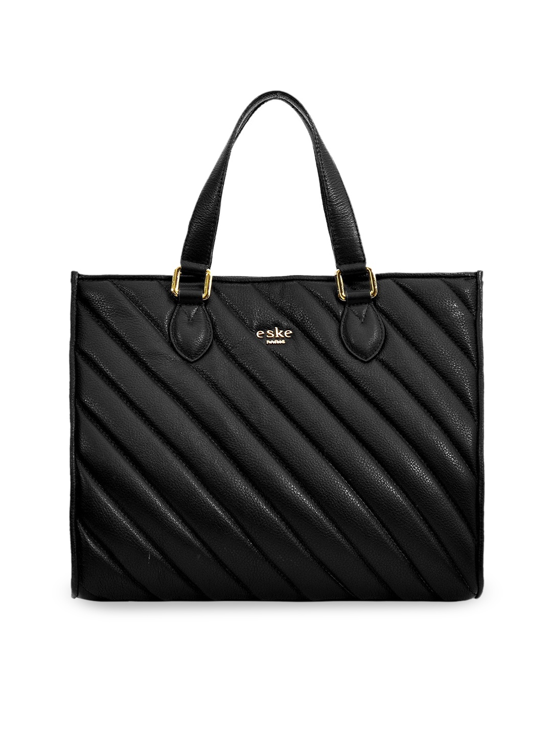 

Eske Women Black Leather Shopper Tote Bag