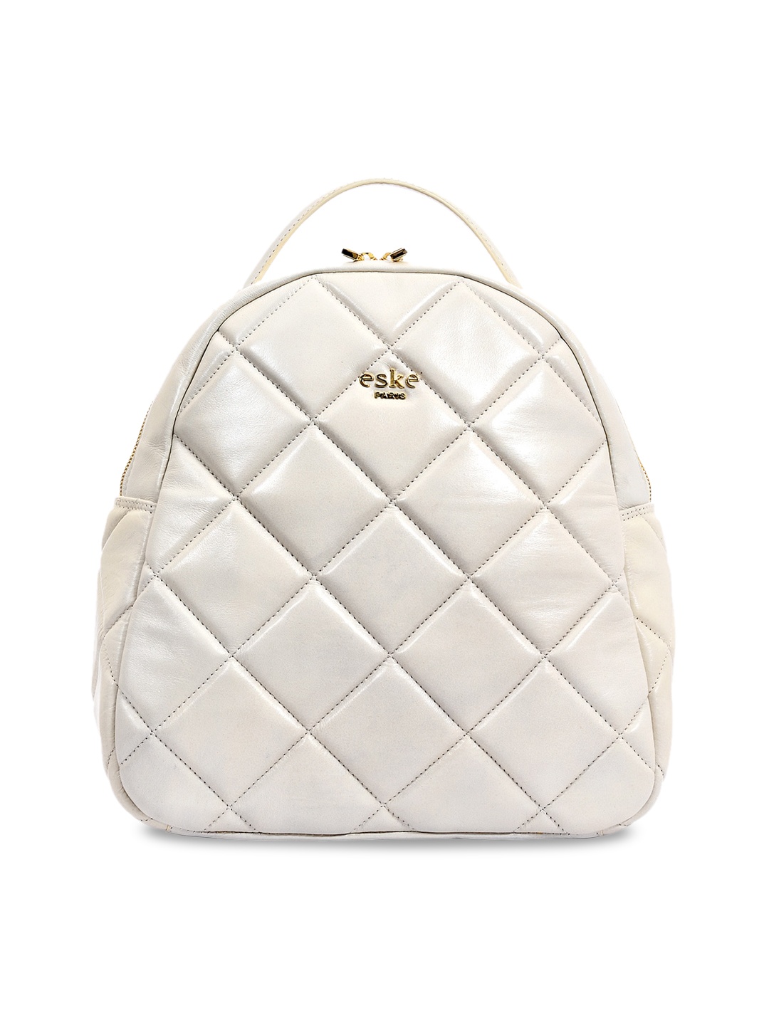 

Eske Women White Quilted Leather Backpack