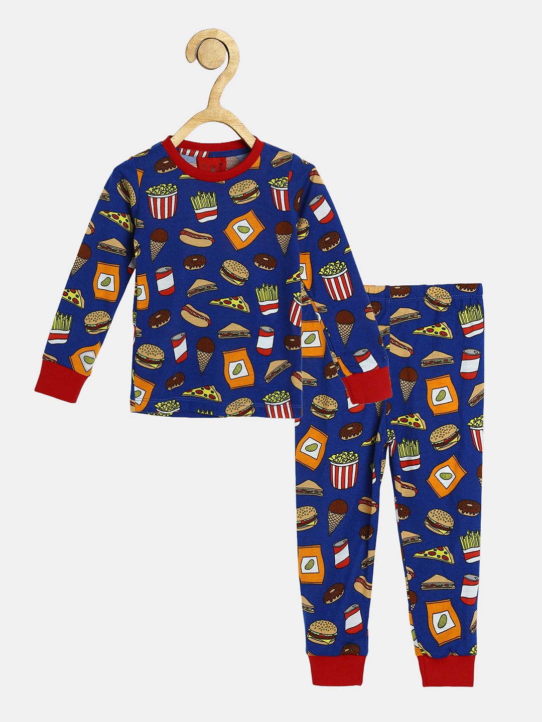 

Wyld Sprog Unisex Kids Blue & Red Printed Night Suit