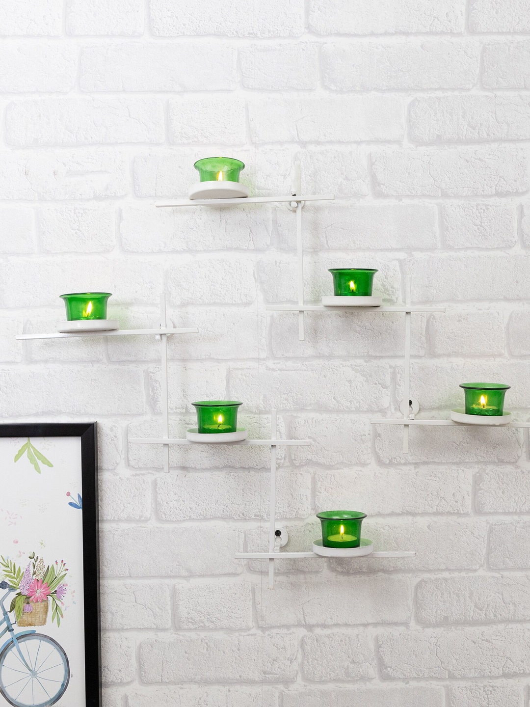 

Homesake Set of 2 White Scorching Ladder with Six Votive Metal Tealight Wall Candle Holder