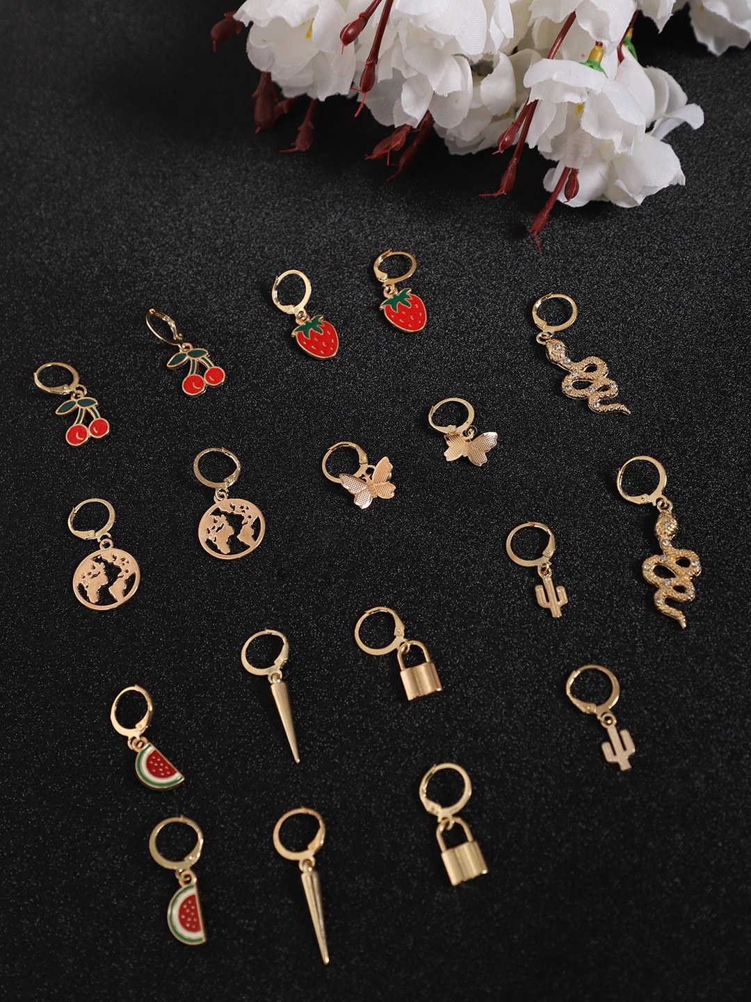 

YouBella Gold-Toned Set Of 6 Contemporary Hoop Earrings