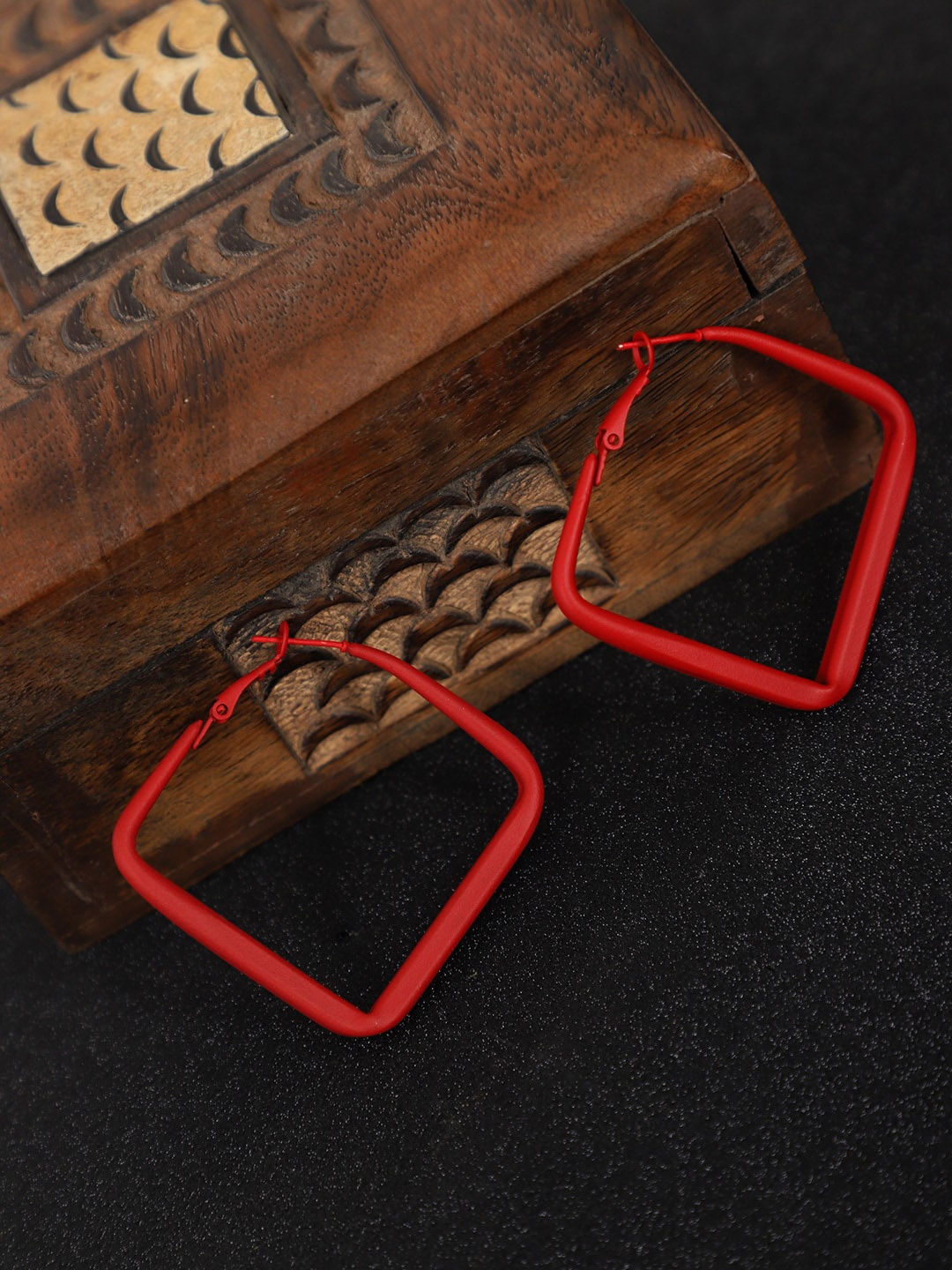 

YouBella Red Contemporary Hoop Earrings