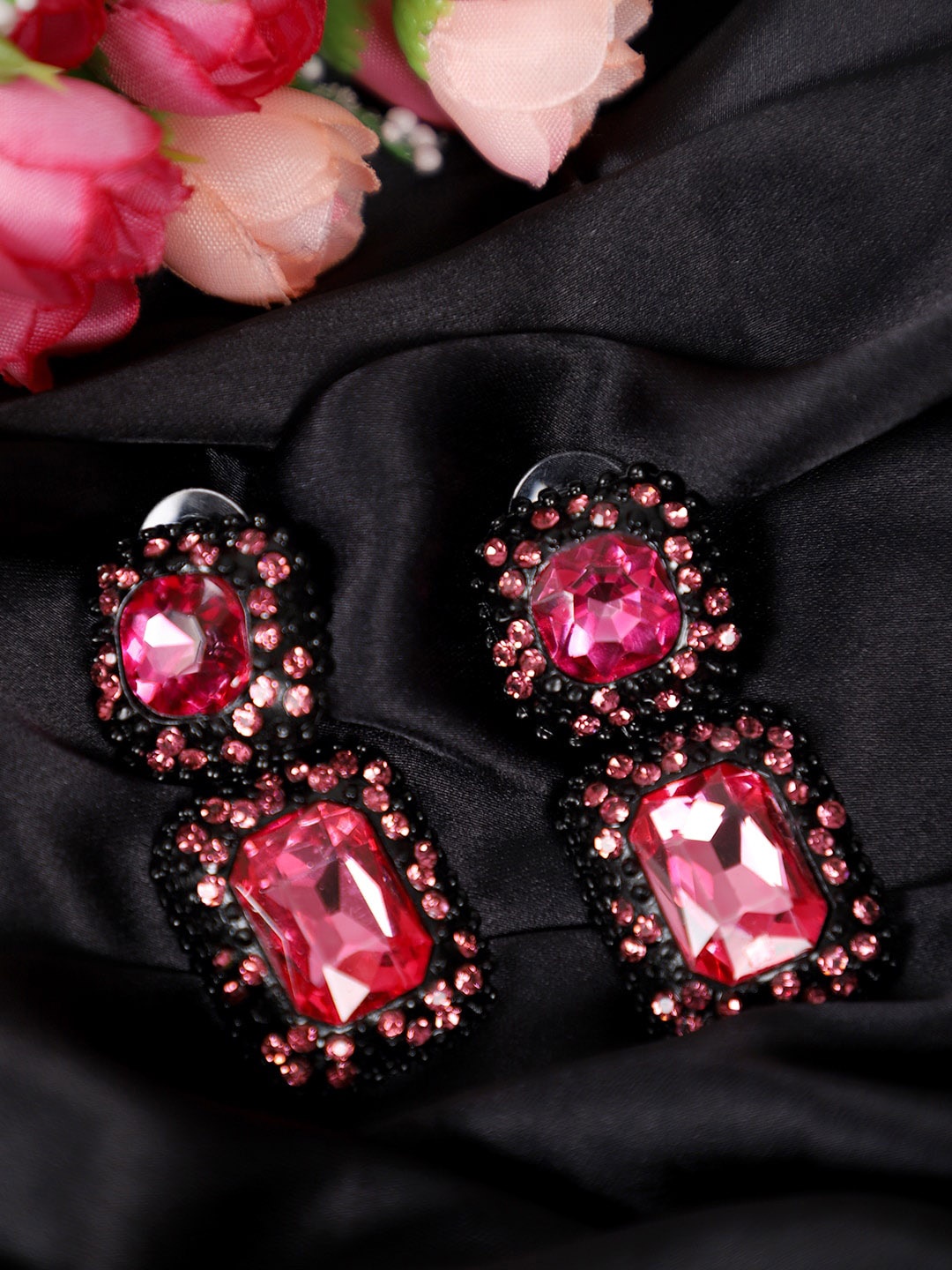 

YouBella Pink Contemporary Drop Earrings