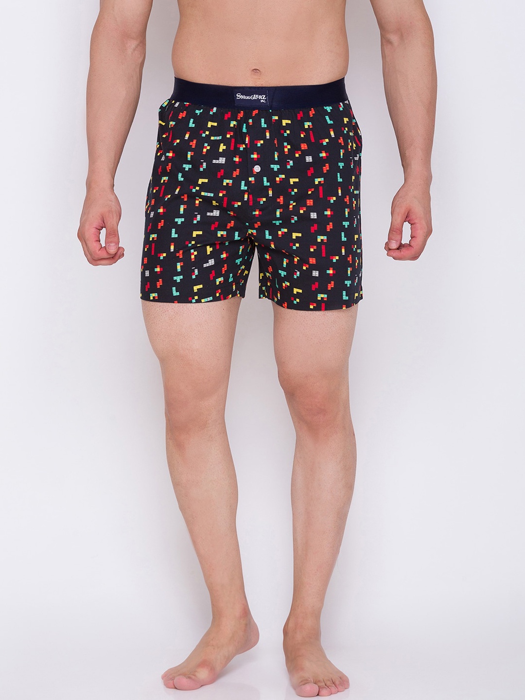 

SMUGGLERZ INC. Men Black Printed Comfort-Fit Cotton Boxers