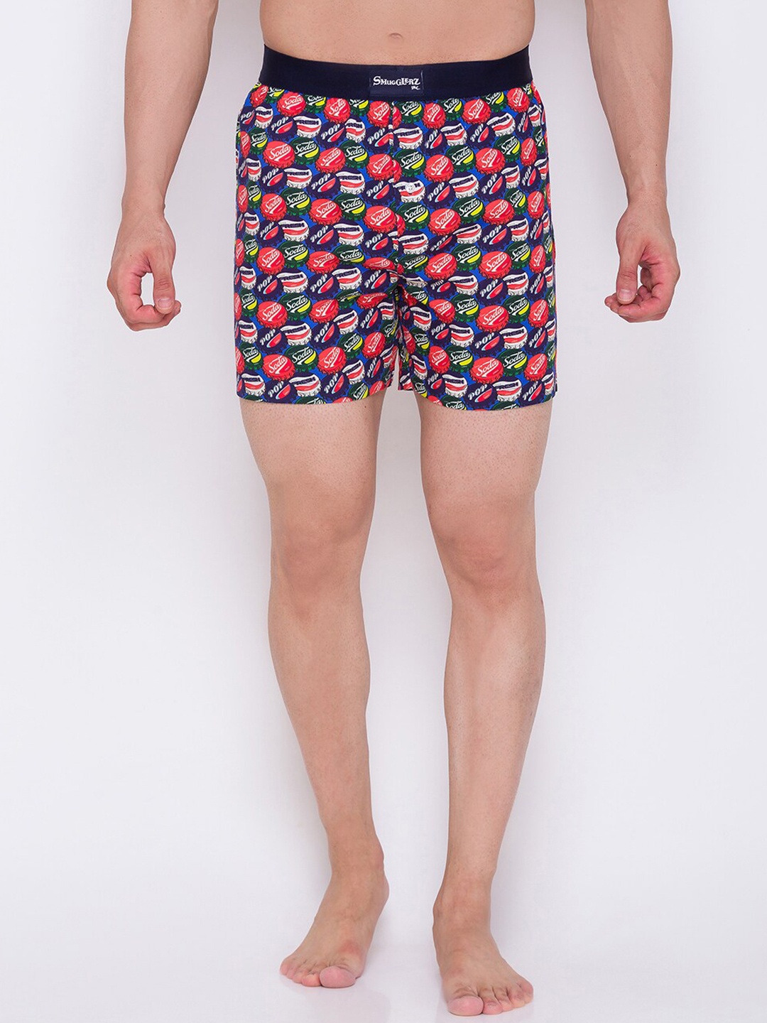 

SMUGGLERZ INC. Men Blue & Red Sodapop Printed Cotton Boxers