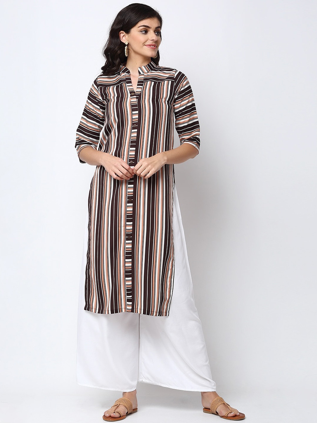 

Aarsha Women Multicoloured Striped Crepe Kurta, Multi