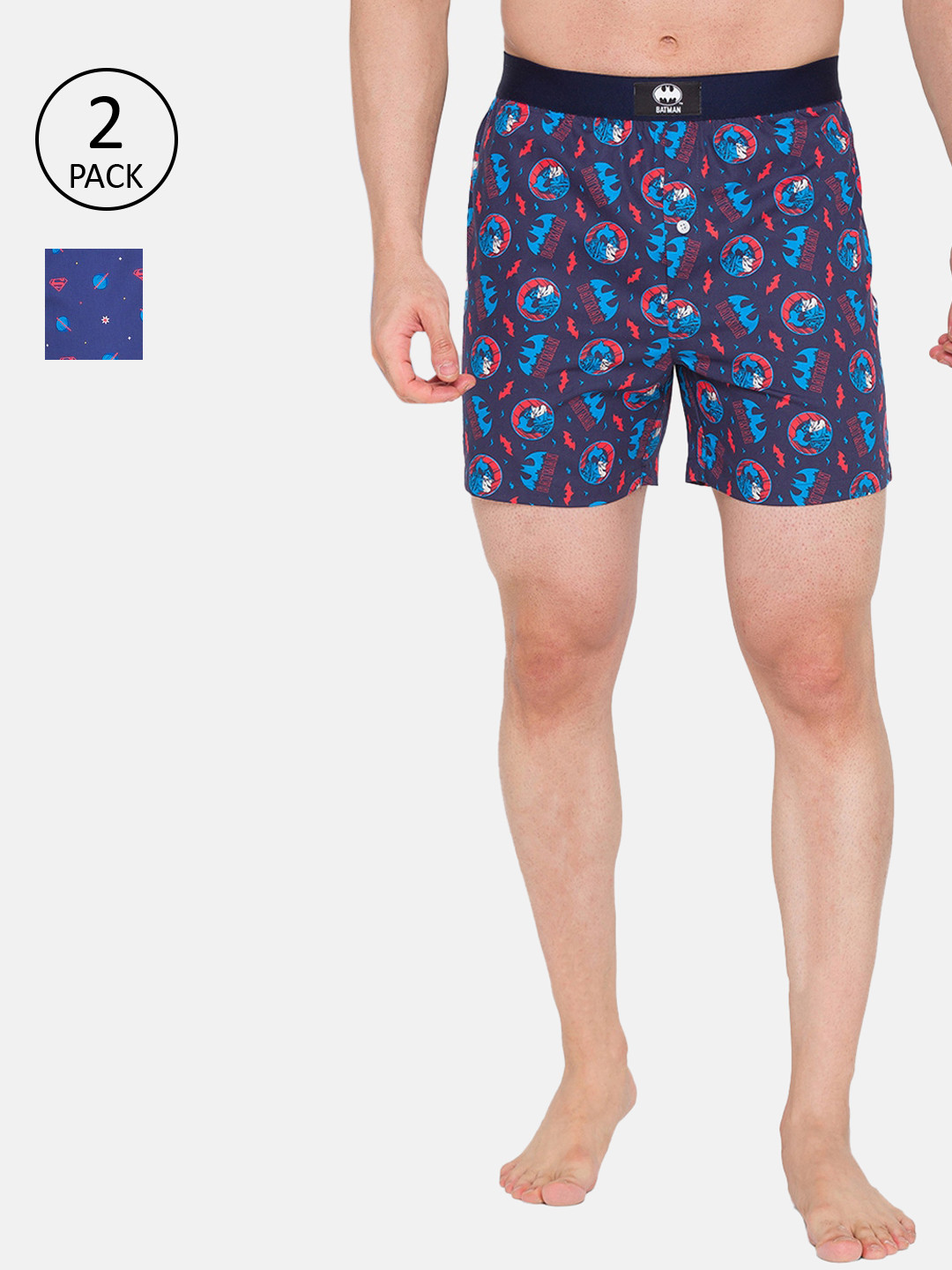 

SMUGGLERZ INC. Men Blue Pack Of 2 Assorted Pure Cotton Boxers