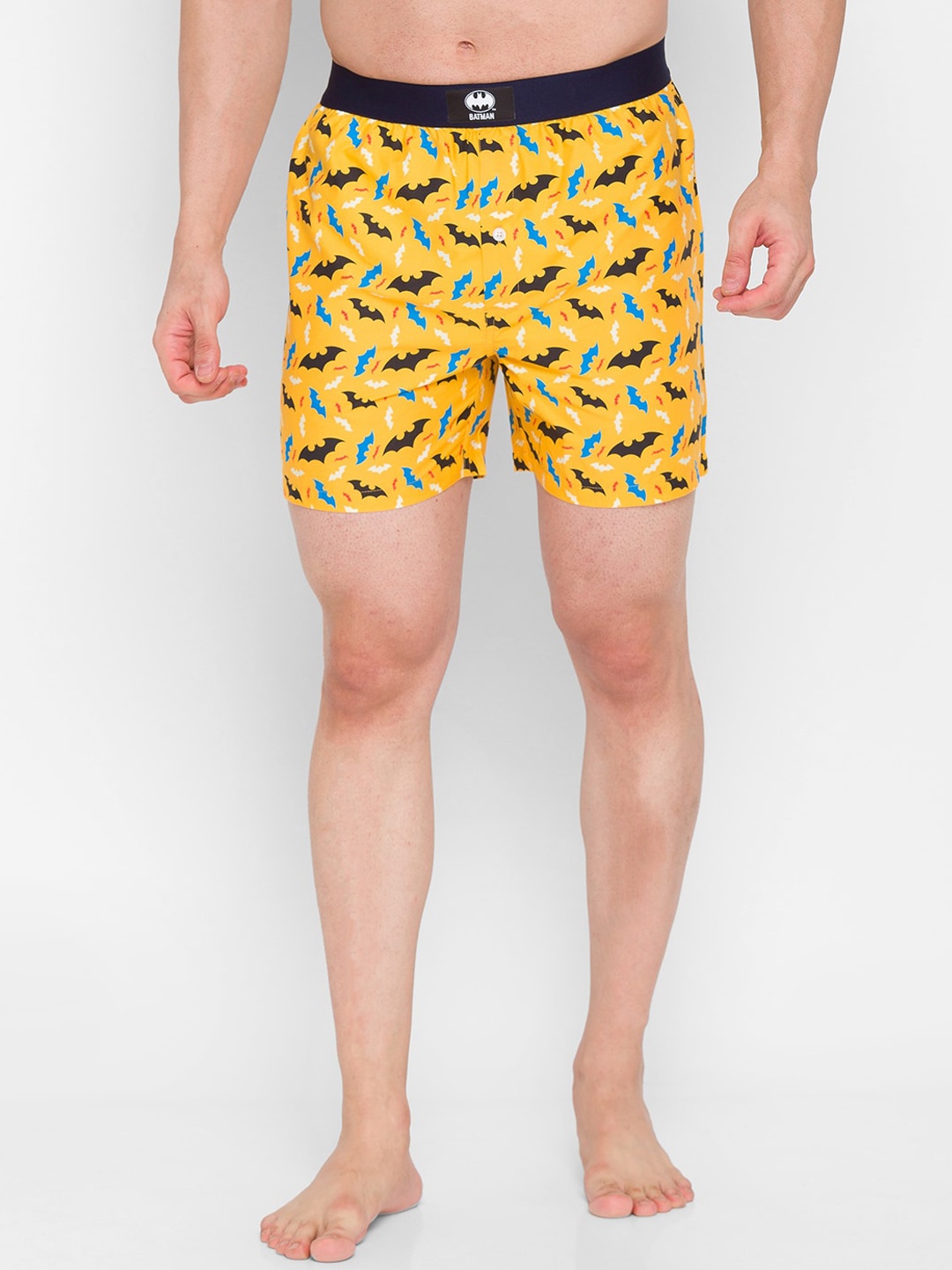 

SMUGGLERZ INC. Men Yellow & Black Printed Pure Cotton Boxers