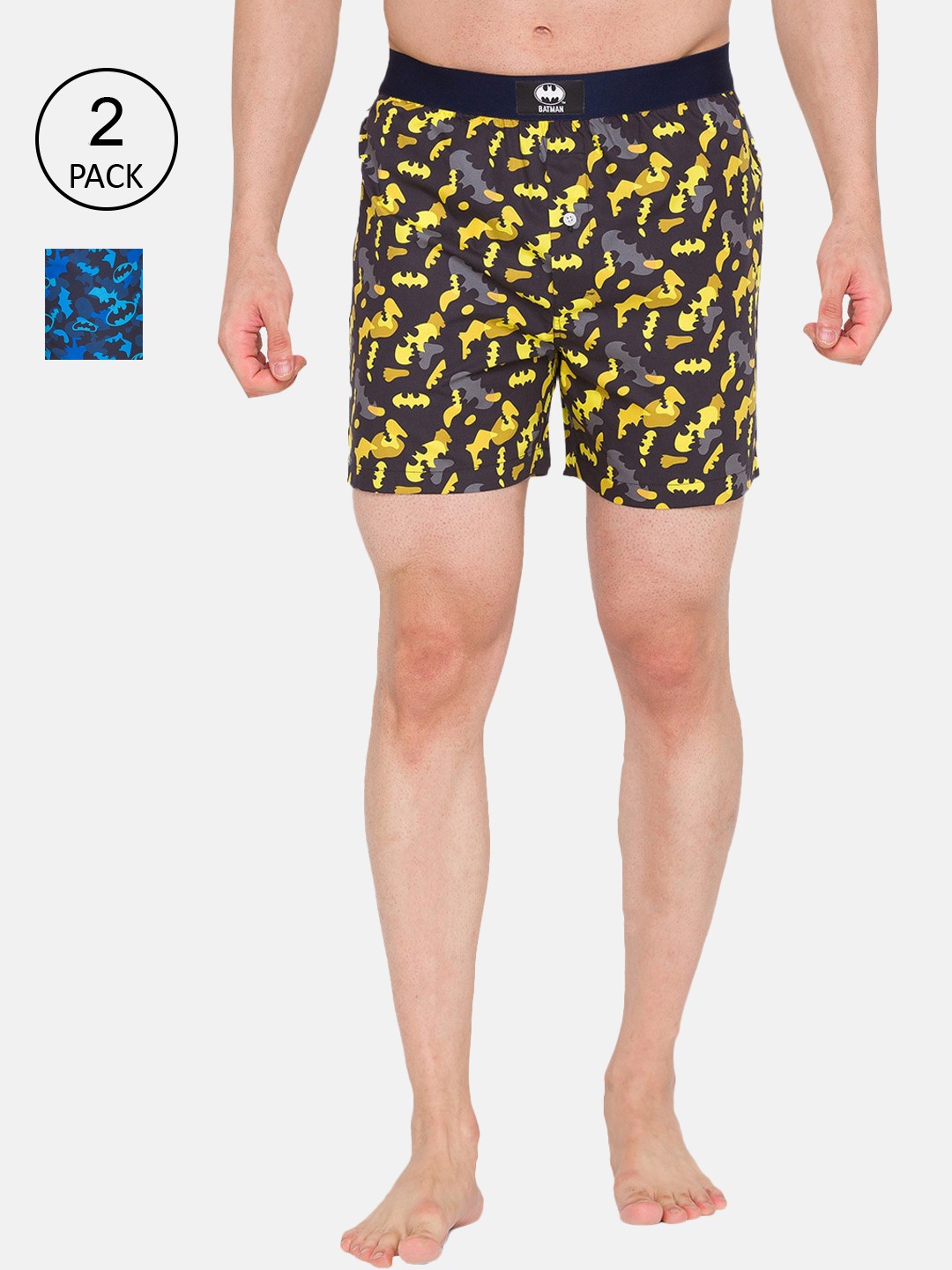 

SMUGGLERZ INC. Men Pack of 2 Printed Boxers, Blue