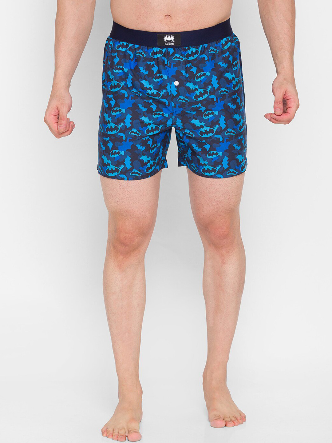 

SMUGGLERZ INC. Men Navy-Blue Batman Printed Pure Cotton Comfort Fit Boxers
