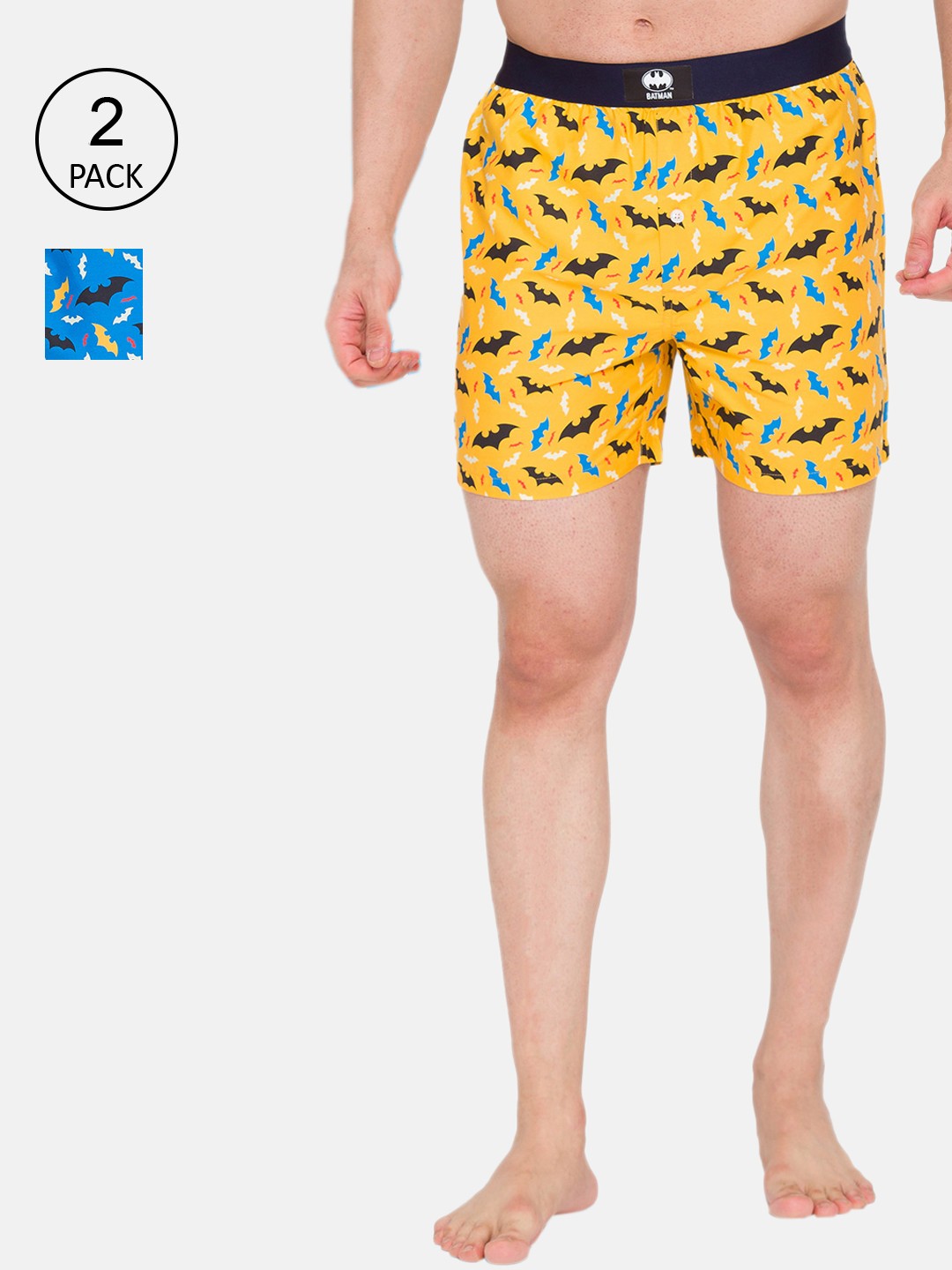 

SMUGGLERZ INC. Men Pack Of 2 Yellow & Brown Printed Pure Cotton Boxers