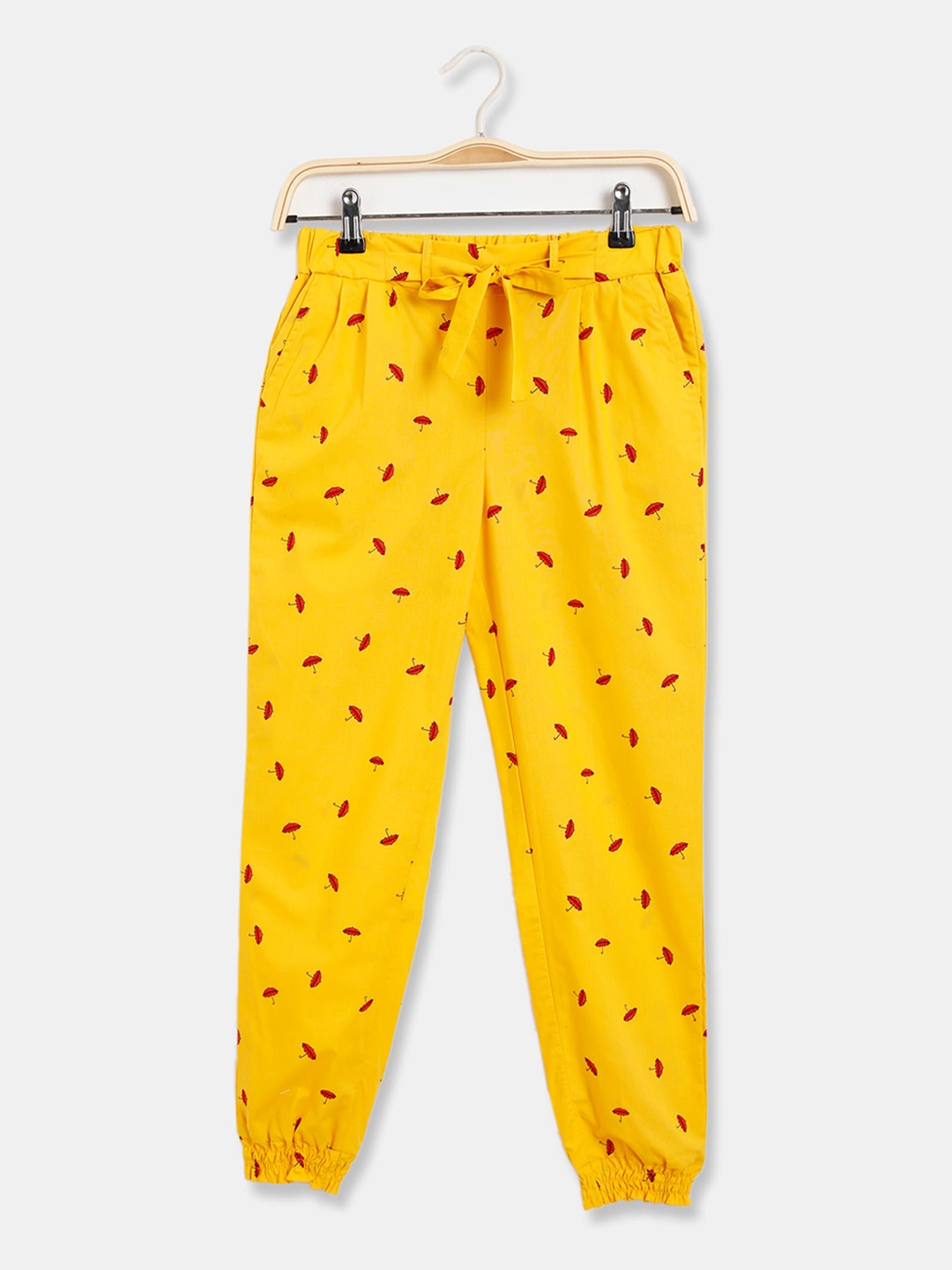 

Rosaline by Zivame Girls Yellow & Red Printed Cotton Lounge Joggers