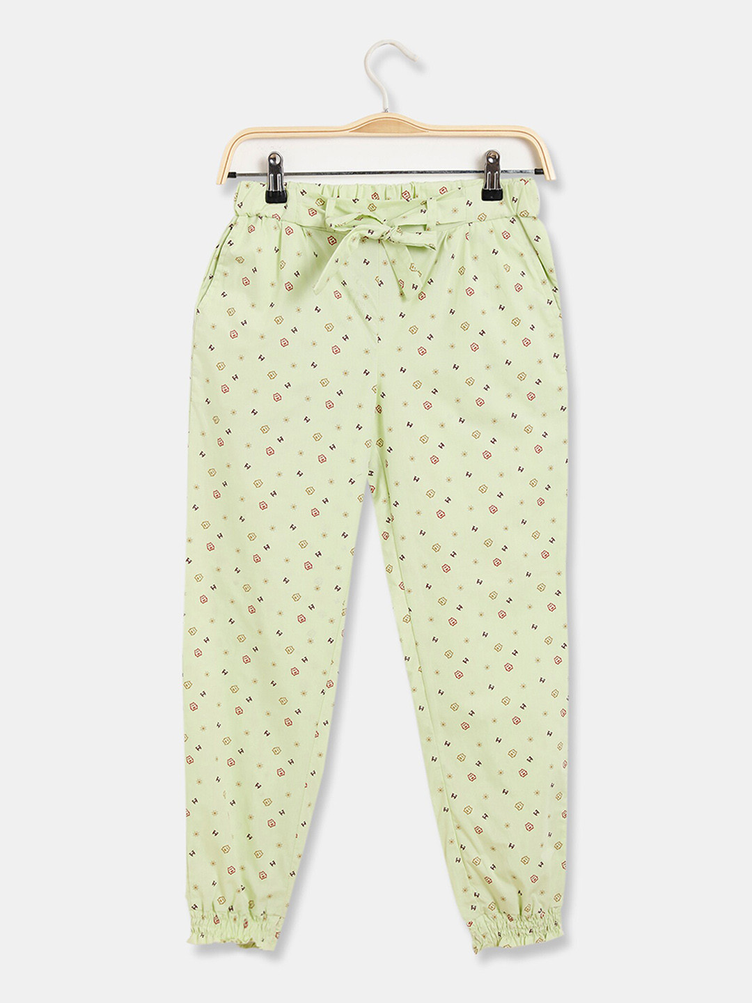 

Rosaline by Zivame Girls Lime Green Printed Pure Cotton Lounge Pants