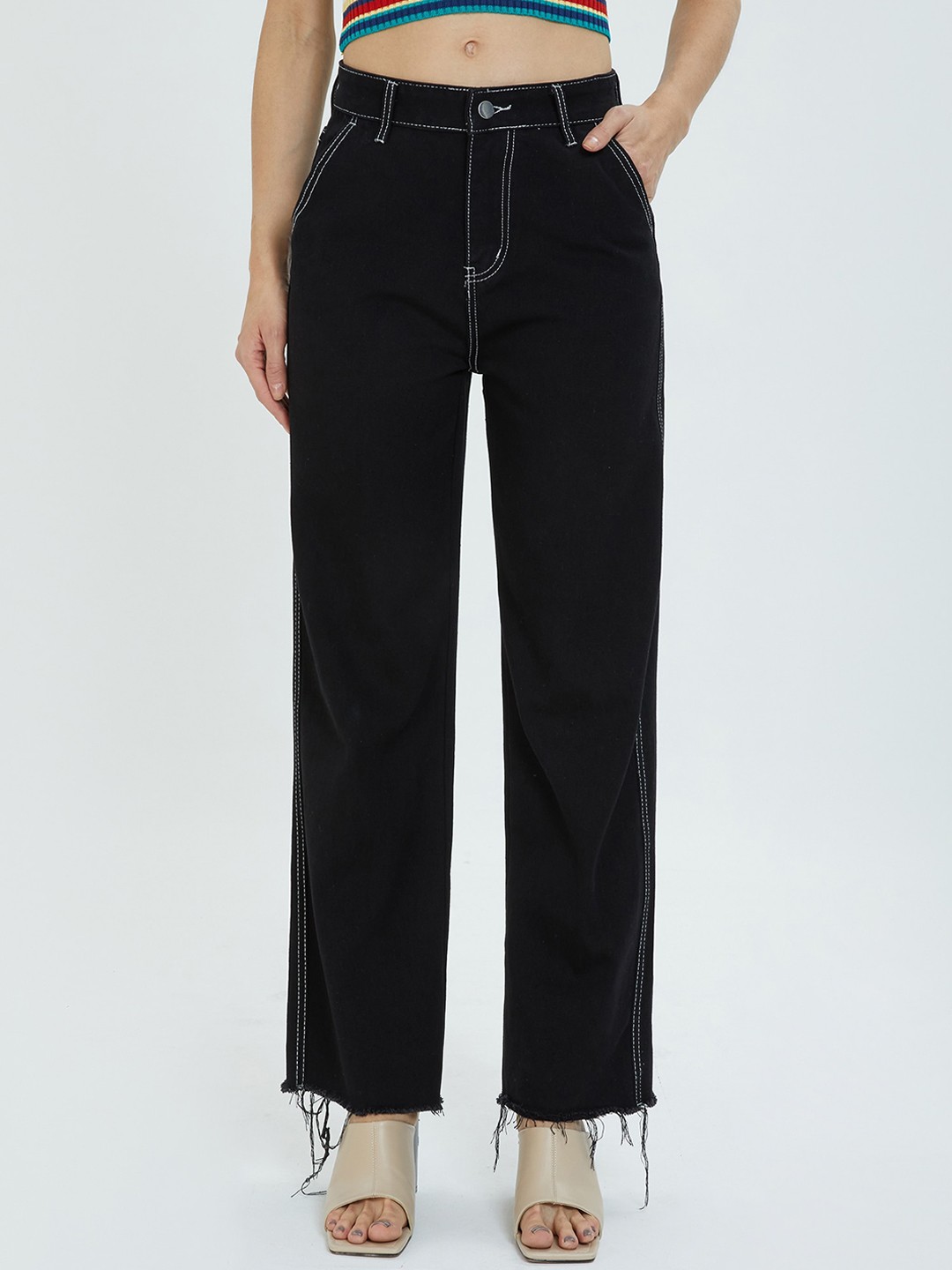 

URBANIC Women Black Highly Distressed Jeans