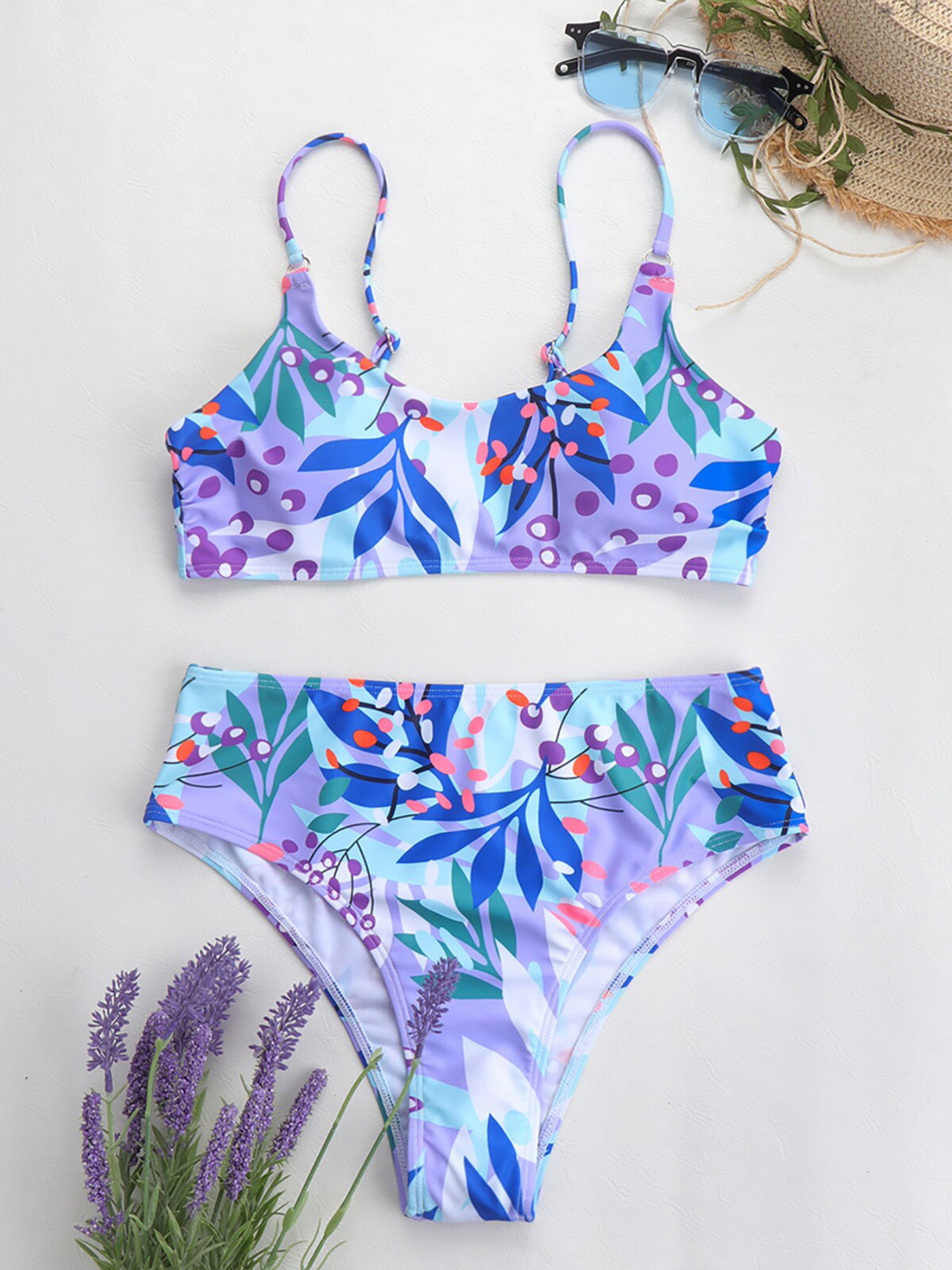 

URBANIC Women Purple Printed Swim Bikini Set