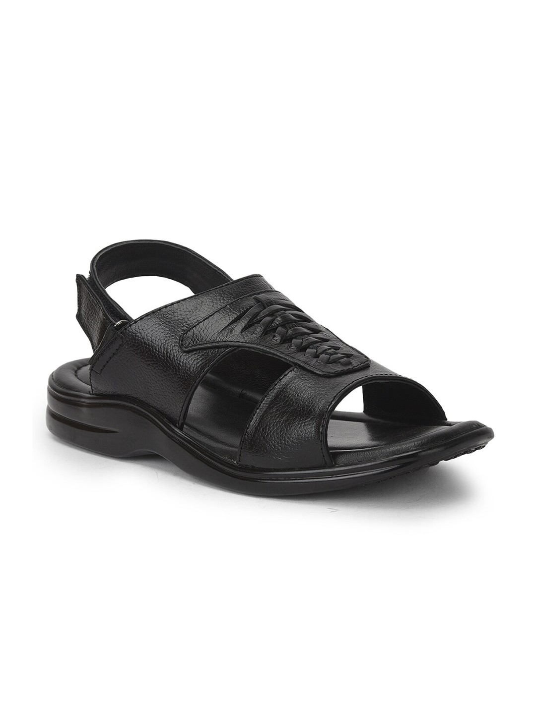 

Liberty Men Black Solid Leather Comfort Sandals