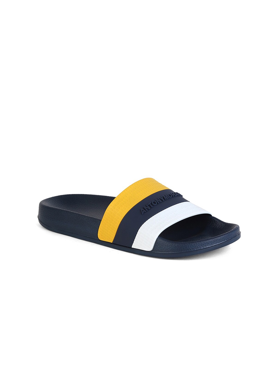 

Antony Morato Men Blue & White Colourblocked Rubber Sliders