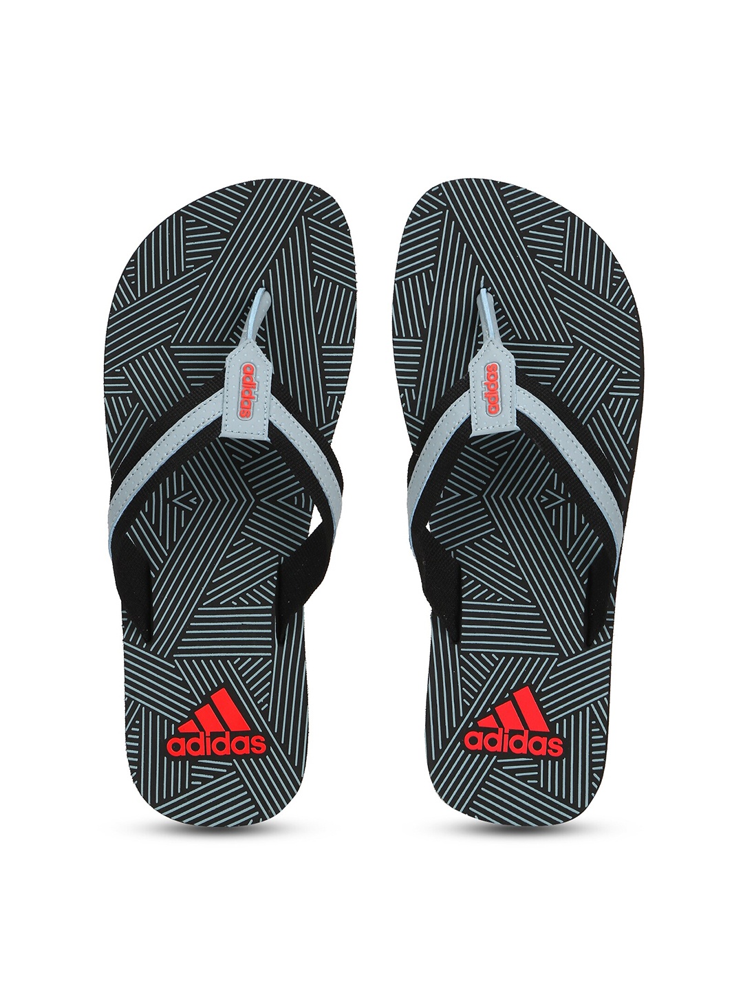 

ADIDAS Men Black & Blue Striped Thong Flip-Flops