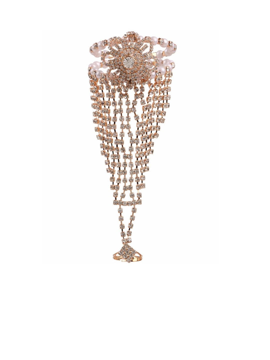 

Efulgenz Women Gold-Toned & White Gold-Plated Ring Bracelet