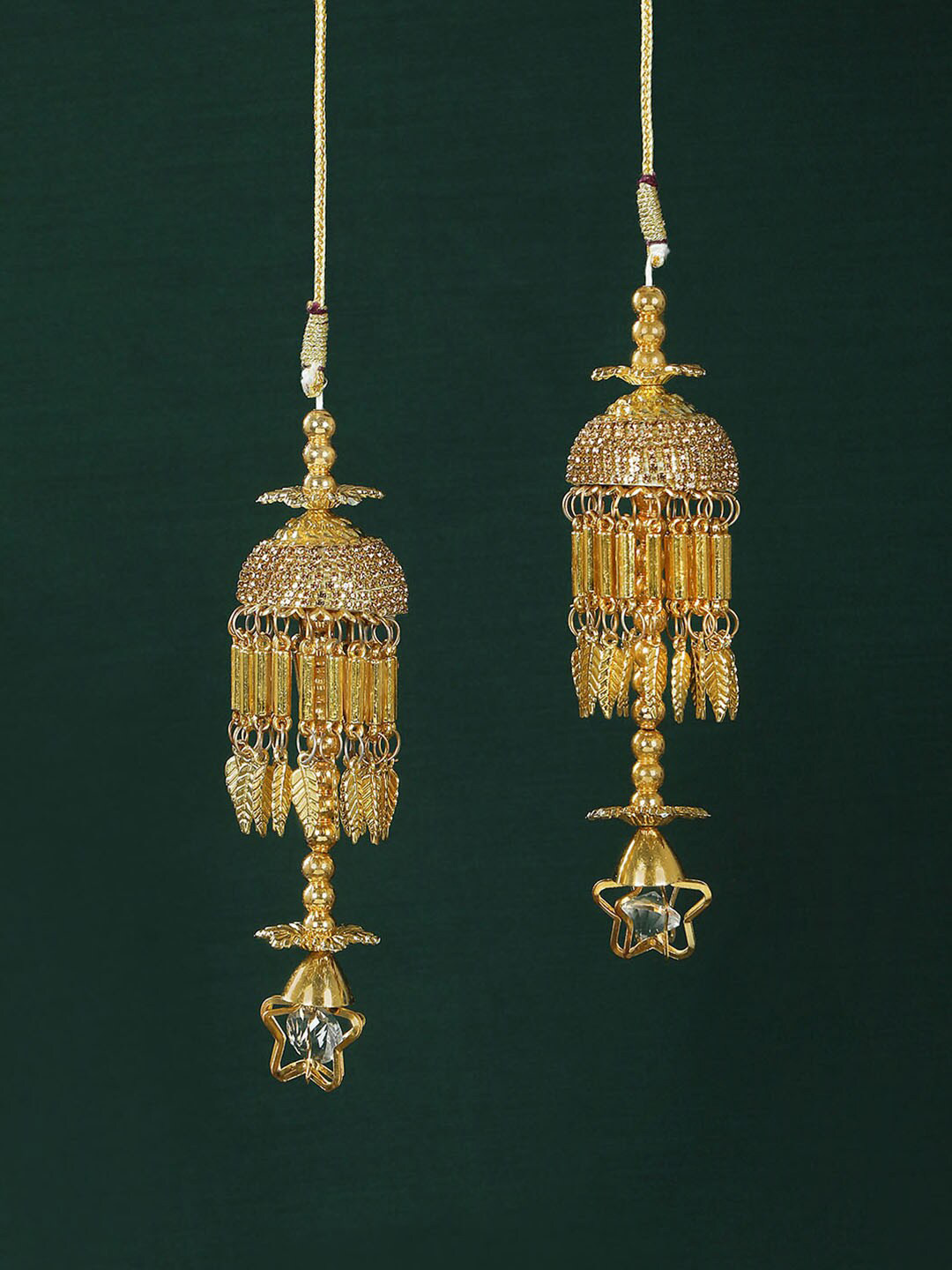 

AccessHer Set of 2 Gold-Toned Stone Studded Layered Kaleeras