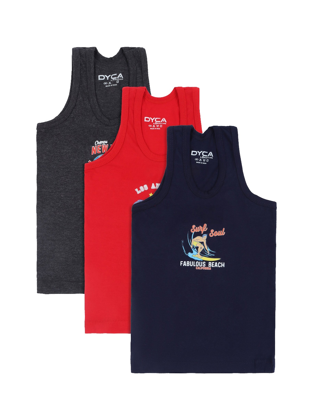 

DYCA Boys Pack Of 3 Assorted Innerwear Cotton Vests