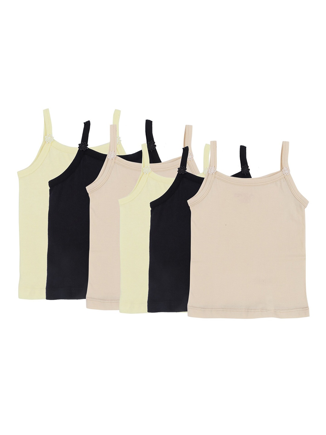 

DYCA Girls Pack of 6 Assorted Solid Cotton Camisoles