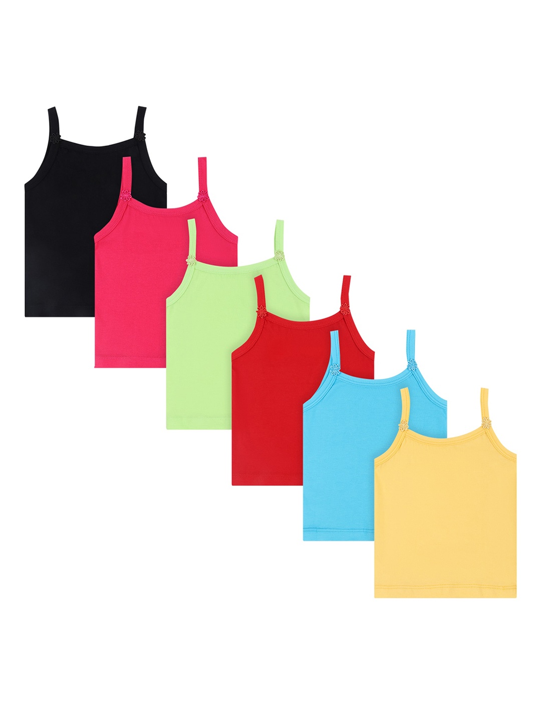 

DYCA Girls Pack Of 6 Assorted Solid Camisoles