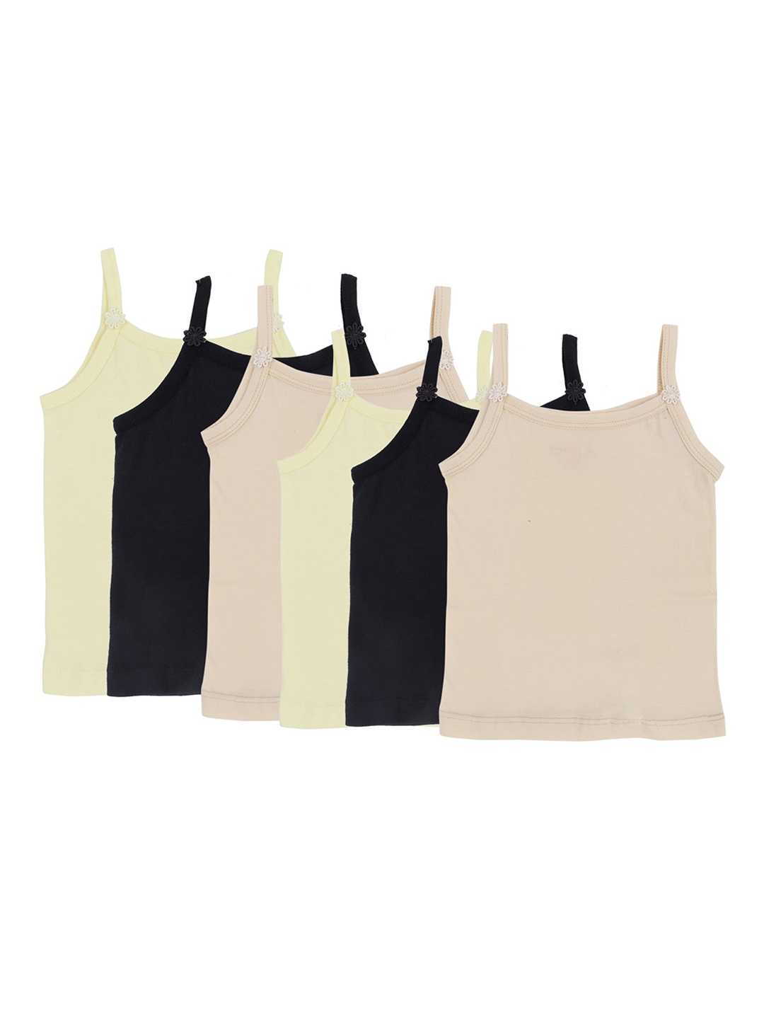 

DYCA Girls Pack Of 6 Assorted Cotton Camisoles, Cream