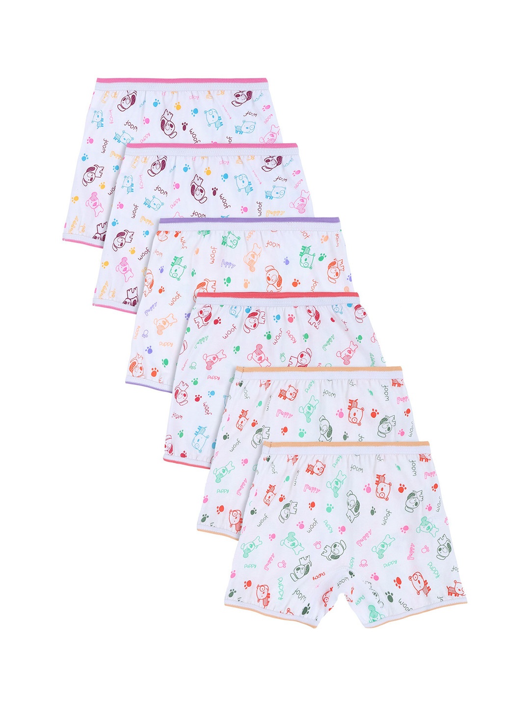 

DYCA Kids Pack Of 6 White Printed Bloomer Briefs