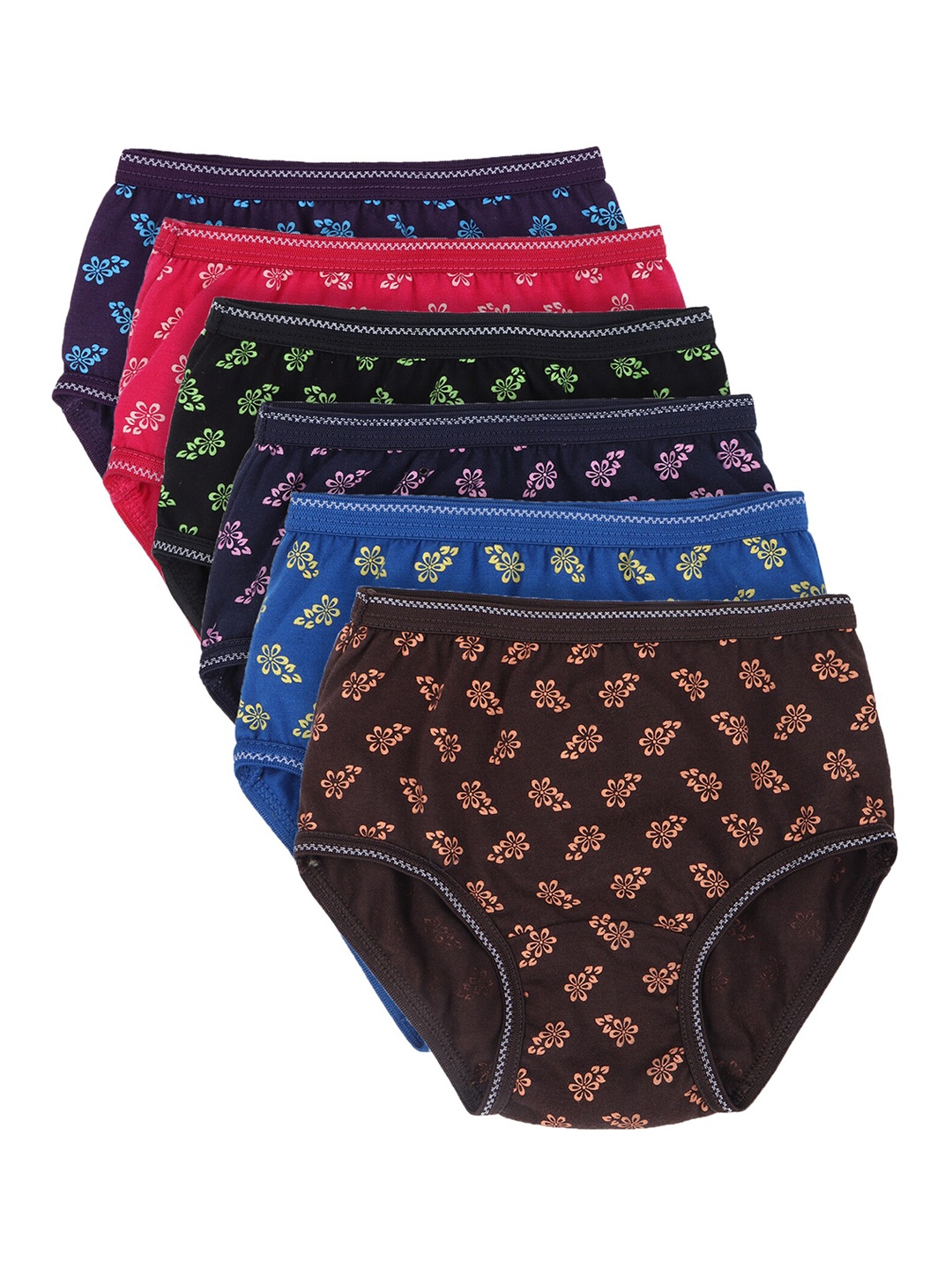 

DYCA Girls Pack Of 6 Assorted Cotton Mid-Rise Hipster Briefs