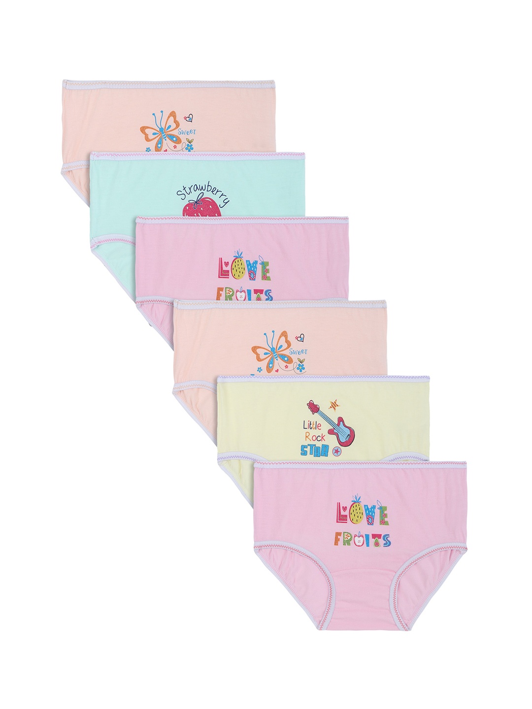 

DYCA Girls Pack Of 6 Assorted Cotton Hipster Briefs