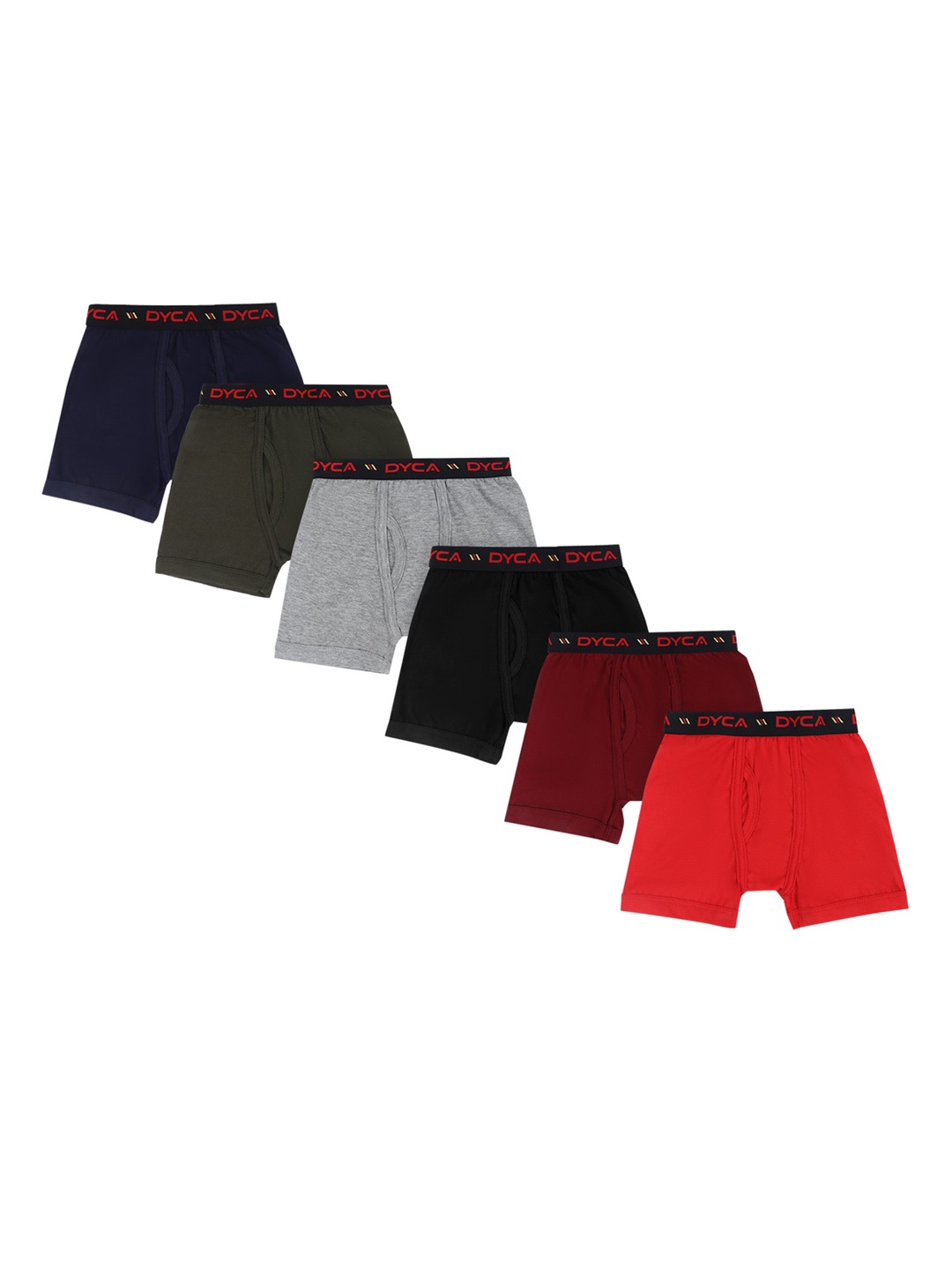 

DYCA Boys Pack Of 6 Assorted Trunks, Red