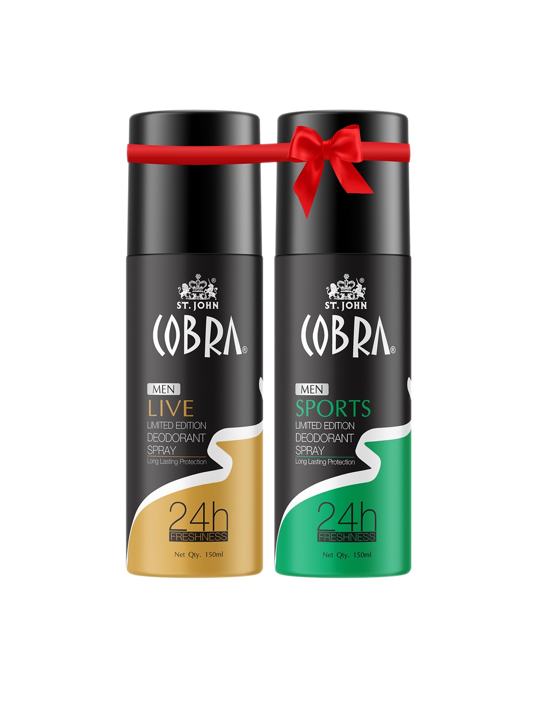 

St. John Set Of 2 Cobra Live & Sports Deodorant Spray - 150 ml Each, Black