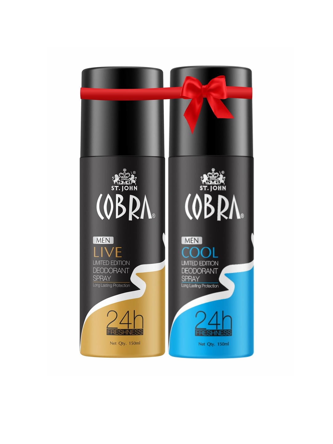 

St. John Set Of Cobra Live & Cool Deodorant Spray-150 ml Each, Black